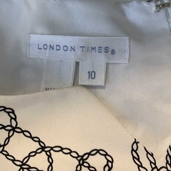 London Times White and Black Chain Link Dress Size 10 - Picture 7 of 9
